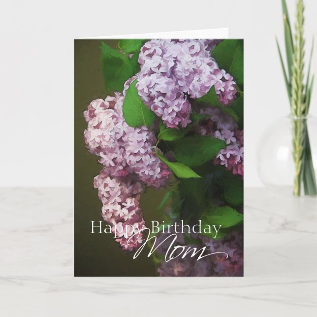 Tarjeta Feliz cumpleaños mamá Purple Lilac Bouquet Pintura (Anverso)