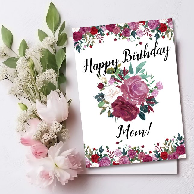 Tarjeta Feliz cumpleaños, mamá Rosas Florales (Subido por el creador)