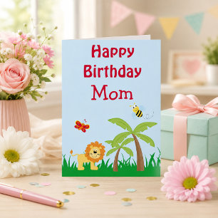 Tarjeta Feliz Cumpleaños Mamá Safari de la Jungla