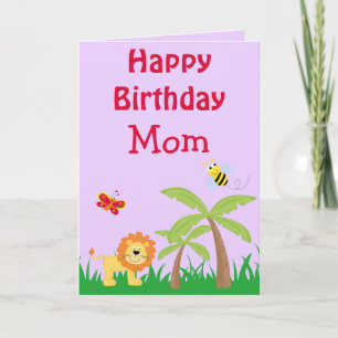 Tarjeta Feliz cumpleaños mamá Safari León tu foto interna