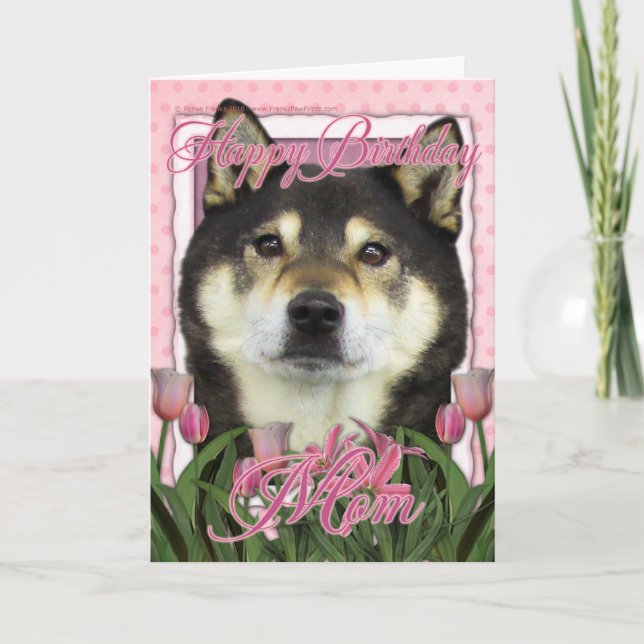 Tarjeta Feliz cumpleaños mamá - Shiba Inus - Yasha (Anverso)
