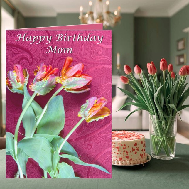 Tarjeta Feliz cumpleaños mamá Vibrant Tulips Card (Subido por el creador)