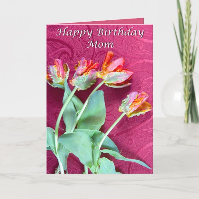 Tarjeta Feliz cumpleaños mamá Vibrant Tulips Card (Anverso)