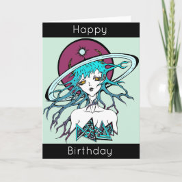 Tarjeta Feliz Cumpleaños manga espacio original
