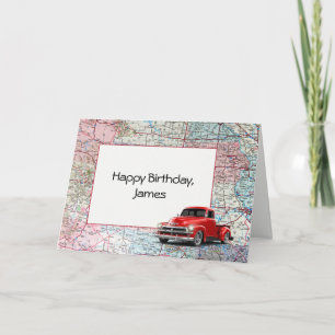 Tarjeta Feliz cumpleaños, mapa de ruta de Estados Unidos
