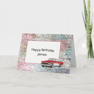 Tarjeta Feliz cumpleaños, mapa de ruta de Estados Unidos
