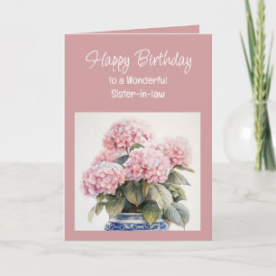 Tarjeta Feliz cumpleaños maravillosa cuñada Hortensia