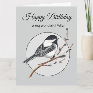 Tarjeta Feliz Cumpleaños Maravillosa Esposa Pájaro Carbone