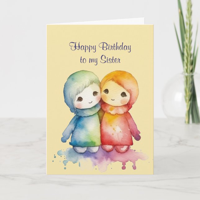 Tarjeta Feliz cumpleaños, maravillosa hermana (Anverso)