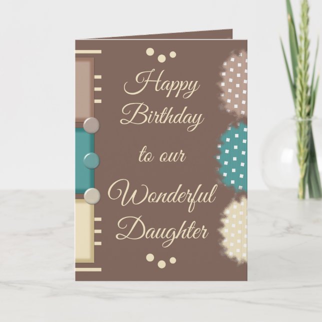 Tarjeta Feliz cumpleaños, maravillosa hija marrón (Anverso)