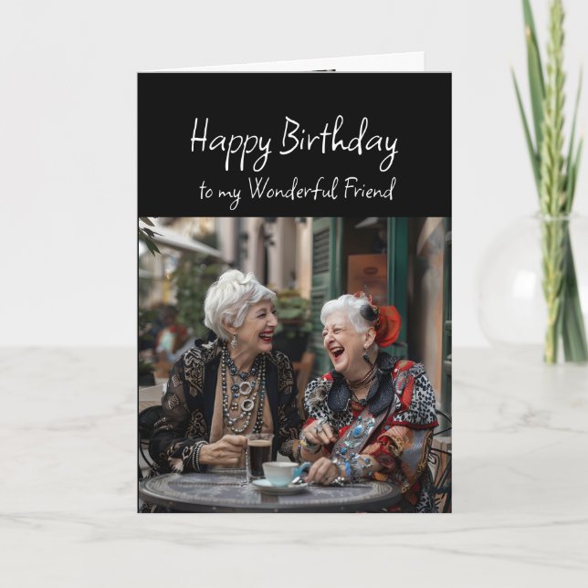 Tarjeta Feliz cumpleaños, maravilloso amigo (Anverso)