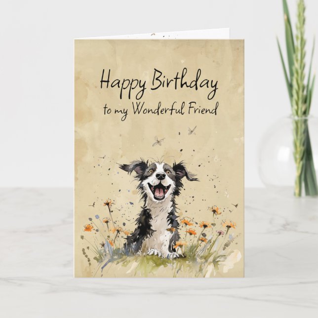 Tarjeta Feliz Cumpleaños Maravilloso Amigo  (Anverso)