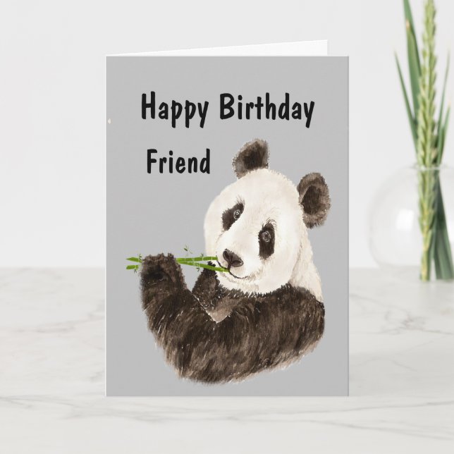 Tarjeta Feliz cumpleaños, maravilloso amigo, Funny Panda B (Anverso)