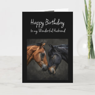 Tarjeta Feliz cumpleaños, maravillosos caballos de esposas