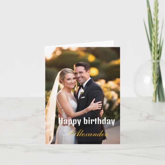 Tarjeta Feliz cumpleaños, marido de la foto (Anverso)