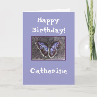 Tarjeta Feliz cumpleaños, mariposa/nombre del Personalizar