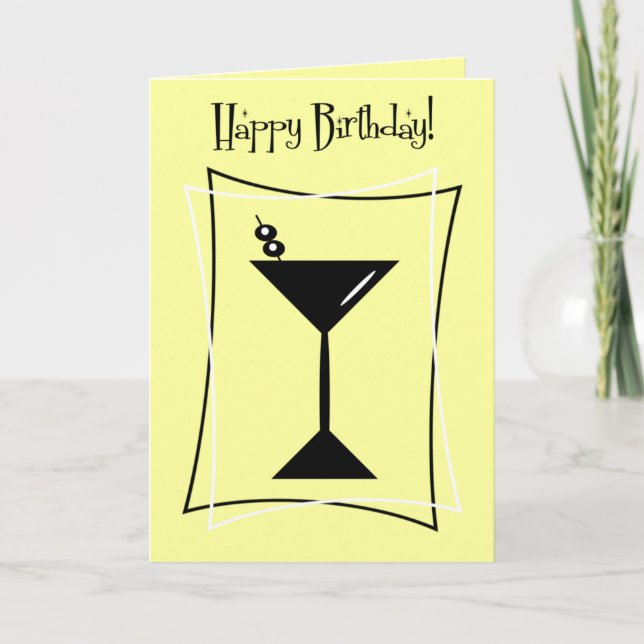 Tarjeta Feliz cumpleaños Martini en amarillo (Anverso)