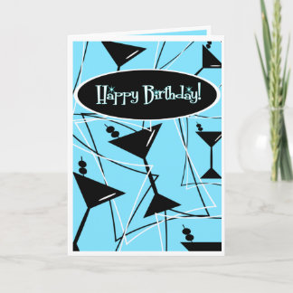 Tarjeta Feliz cumpleaños Martini en azul