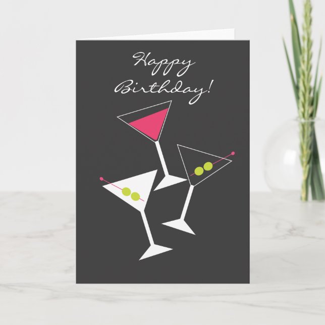 Tarjeta Feliz cumpleaños Martini Glass Greet Card (Anverso)