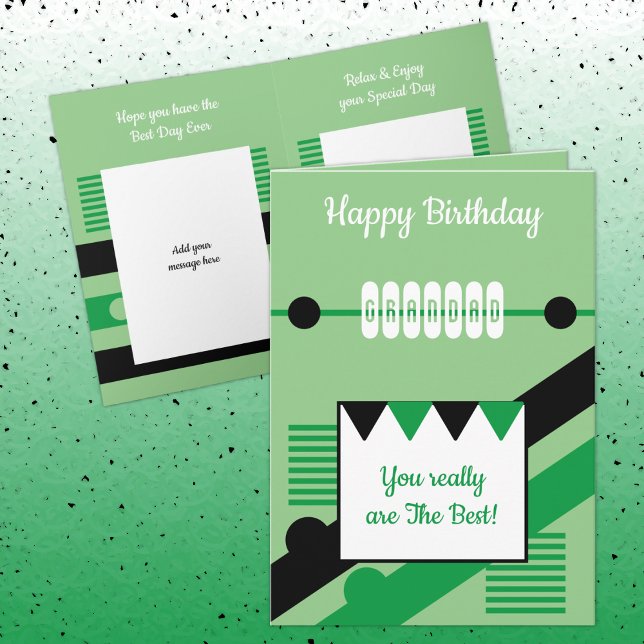 Tarjeta Feliz cumpleaños, mejor abuelo verde y negro (Subido por el creador)