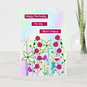 Tarjeta Feliz cumpleaños, mejor amigo, acuarela floral