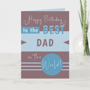 Tarjeta Feliz cumpleaños mejor papá en el mundo azul marró