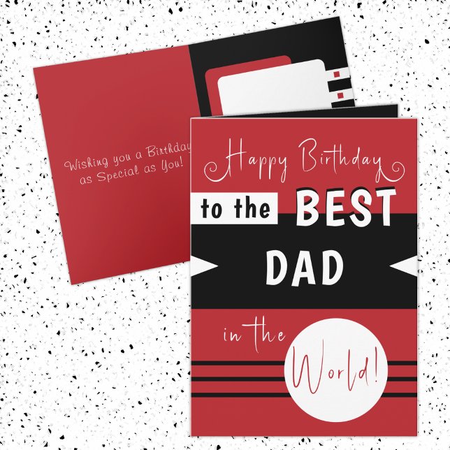 Tarjeta Feliz cumpleaños mejor papá en el mundo negro rojo (Subido por el creador)