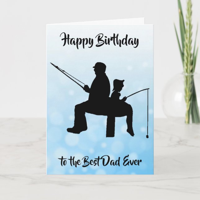 Tarjeta Feliz cumpleaños, mejor papá pescando (Anverso)