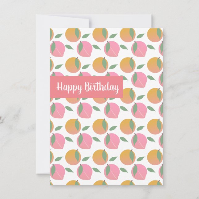 Tarjeta Feliz Cumpleaños Melocotones y Naranjas Frutal (Anverso)