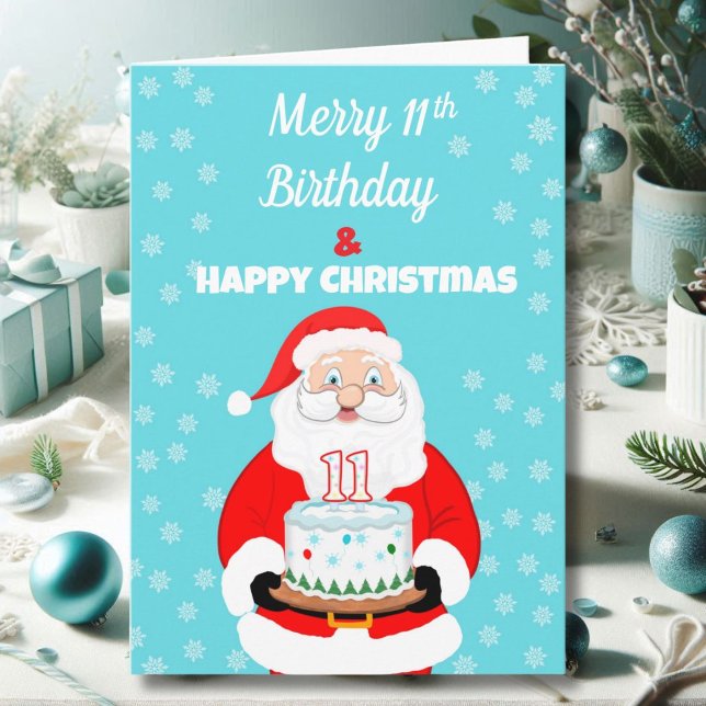 Tarjeta Feliz Cumpleaños Merry 11 Navidad Santa  (Subido por el creador)