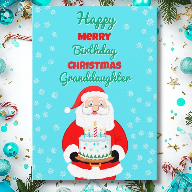 Tarjeta Feliz Cumpleaños Merry Navidad Santa Nieta (Subido por el creador)