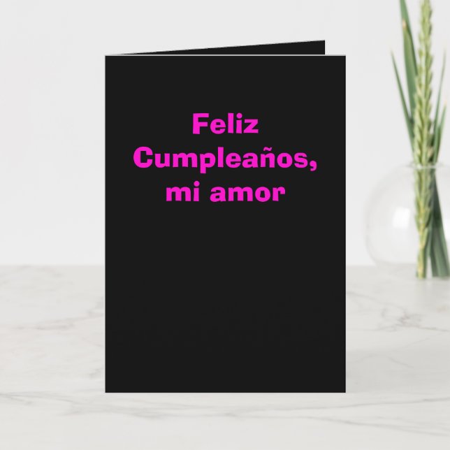 Tarjeta - Feliz cumpleaños, mi amor - Rosa y negra (Anverso)