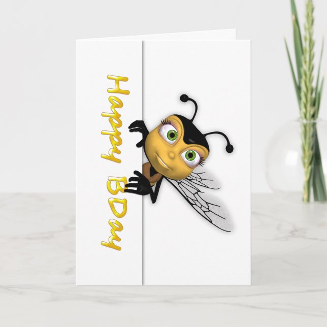 Tarjeta Feliz cumpleaños, miel Abeja - Feliz día de la BD (Anverso)