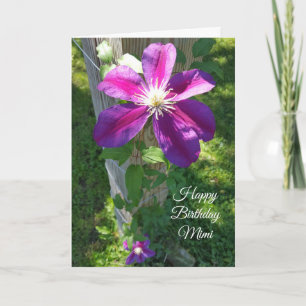 Tarjeta Feliz cumpleaños Mimi Purple Flower Clematis