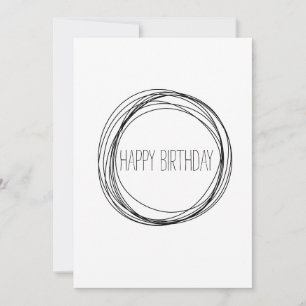 Tarjeta Feliz Cumpleaños Minimalista Blanco y Negro