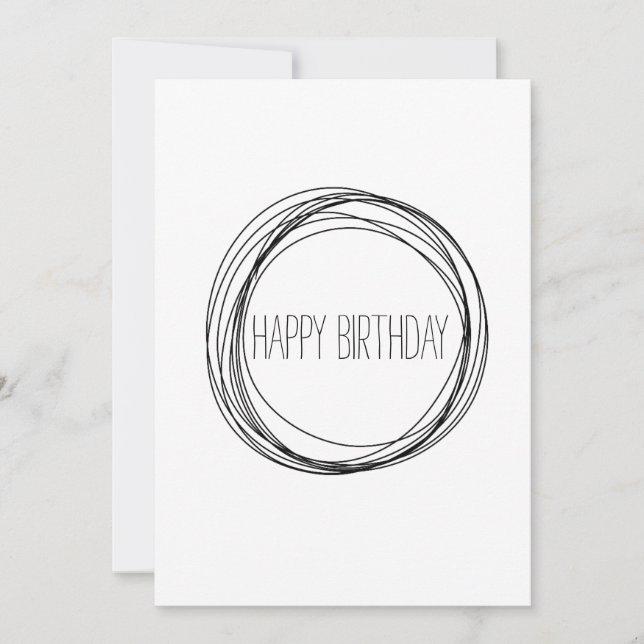 Tarjeta Feliz cumpleaños Minimalista negro y blanco (Anverso)