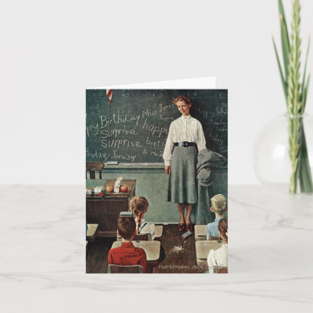 Tarjeta Feliz cumpleaños, Miss Jones por Norman Rockwell (Anverso)