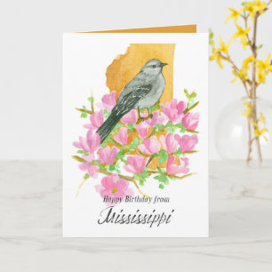 Tarjeta Feliz Cumpleaños Mississippi Mockingbird Magnolia