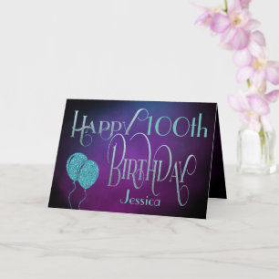 Tarjeta Feliz cumpleaños místico Verde azulado morado 100