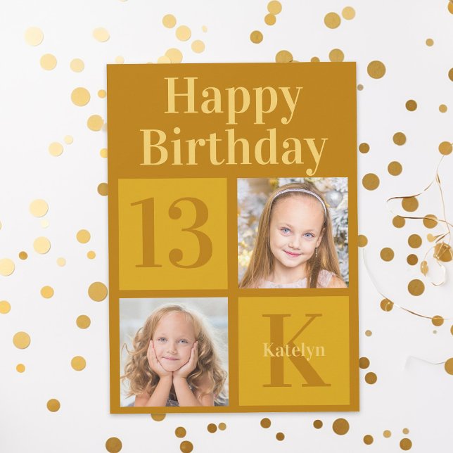 Tarjeta Feliz cumpleaños Moda Gold 2 foto personalizada (Subido por el creador)