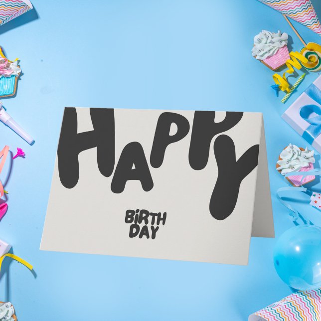 Tarjeta Feliz cumpleaños moderna negrita tipografía negra (Subido por el creador)