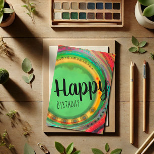 Tarjeta Feliz cumpleaños moderno colorido simple