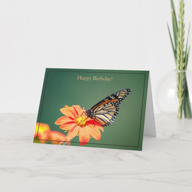 Tarjeta Feliz cumpleaños, monarca mariposa (Anverso)