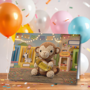 Tarjeta Feliz Cumpleaños Mono de Zoológico y Página para C