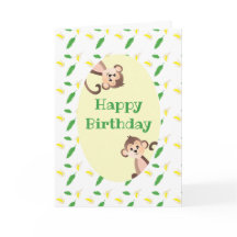 Feliz cumpleaños mono hoja tropical cáscara de plá