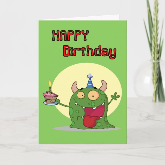 Tarjeta Feliz cumpleaños, Monstruo Verde (Anverso)