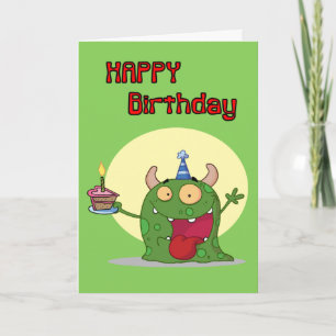 Tarjeta Feliz cumpleaños, Monstruo Verde