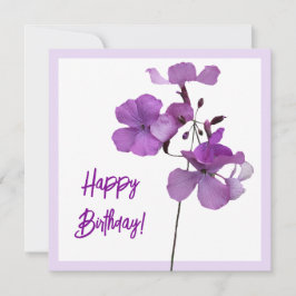 Tarjeta Feliz cumpleaños morado floral trendy lindo niñita