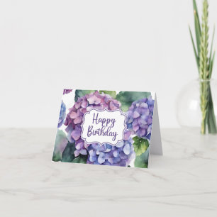 Tarjeta Feliz cumpleaños Morado Hydrangea Flowers