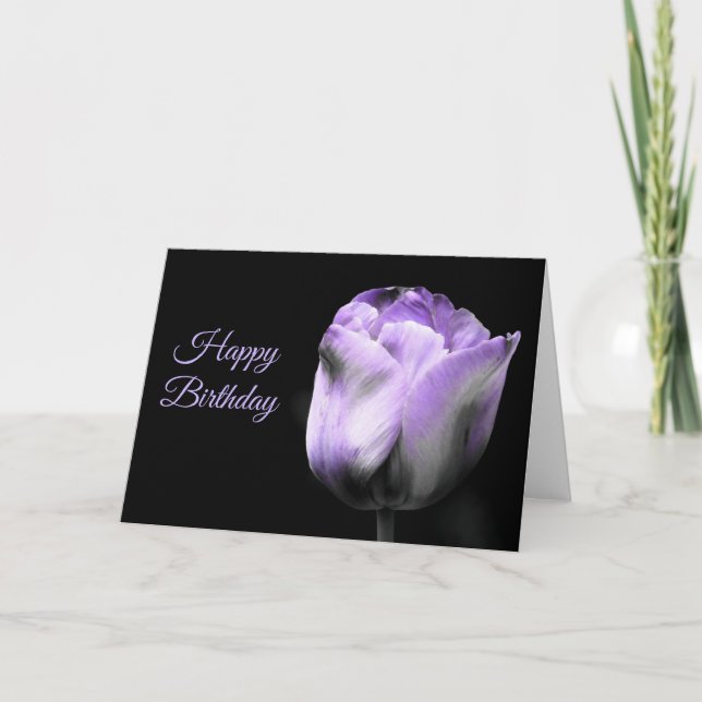 Tarjeta Feliz cumpleaños Morado Tulip *personalizar* (Anverso)